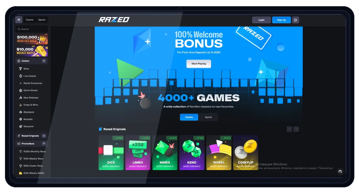 Razed desktop home in laptop mockup
