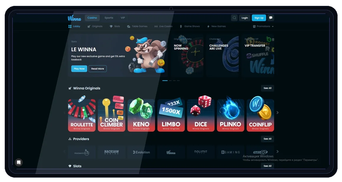 Winna desktop home in laptop mockup