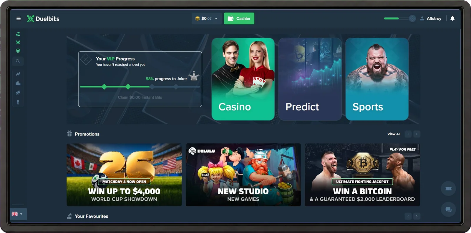 Duelbits interface preview