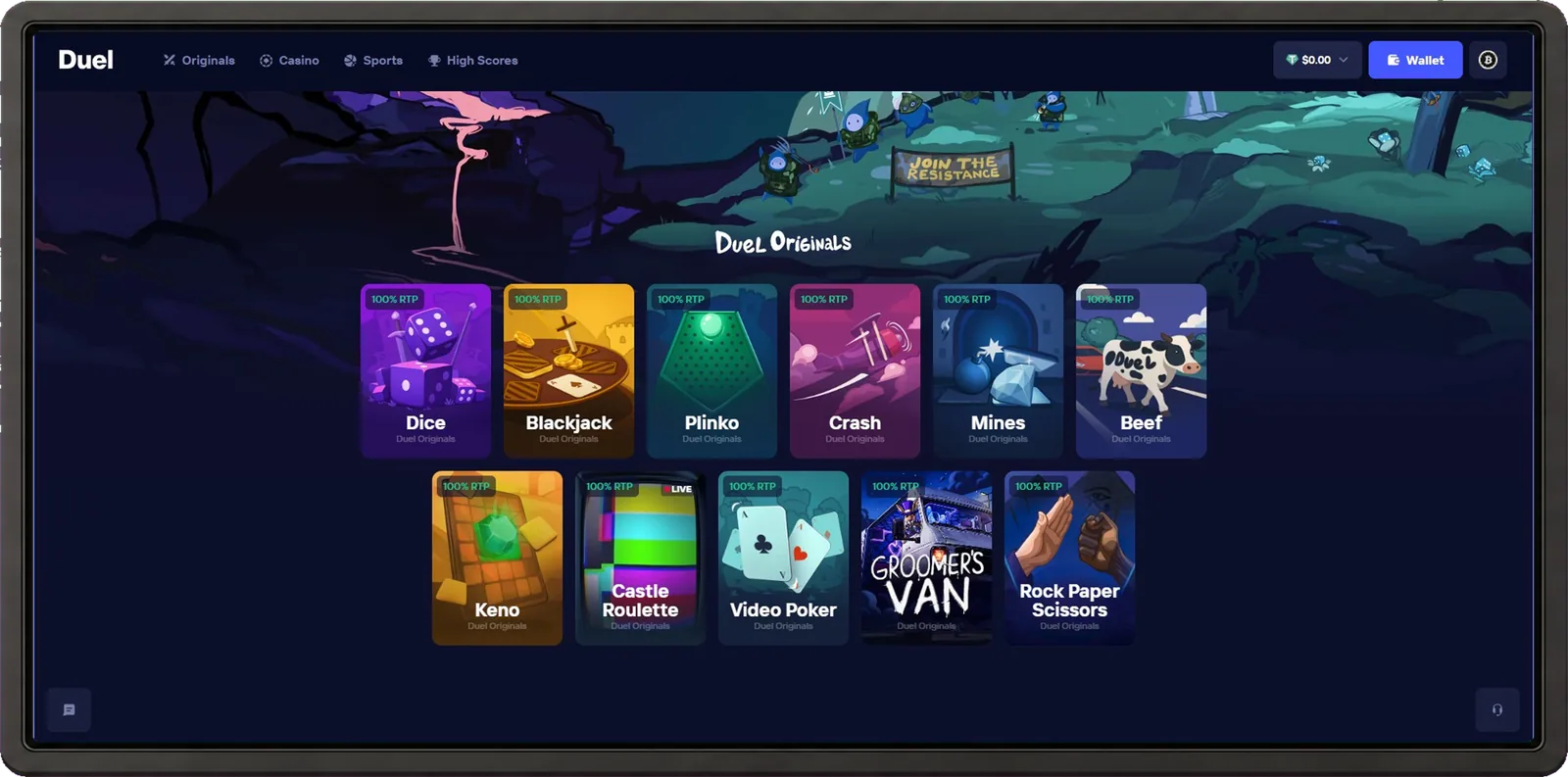 Duel desktop interface screenshot