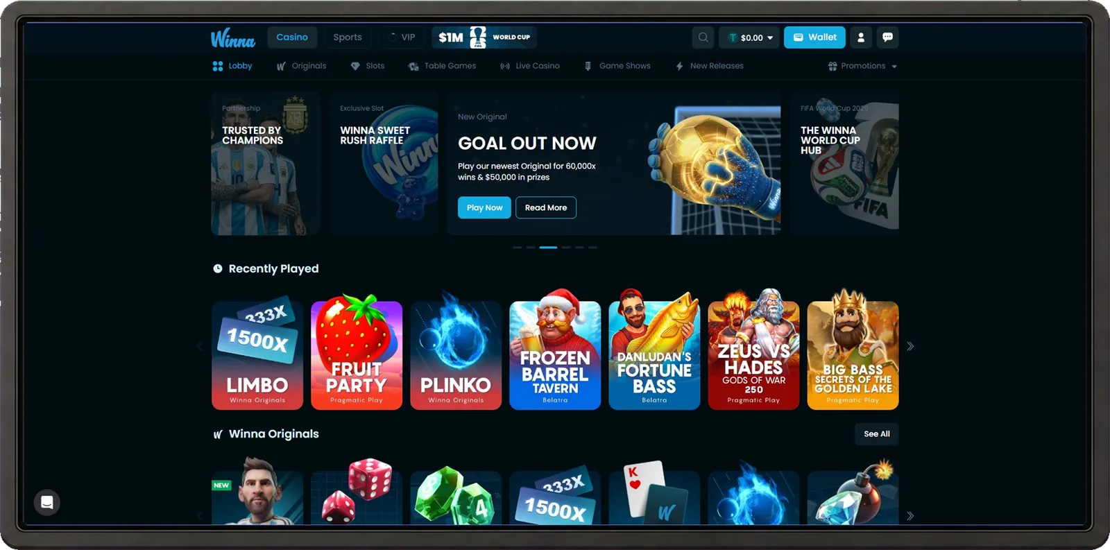 Winna desktop interface screenshot